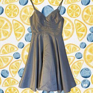 short, ruffled grey/silver dress, size 6